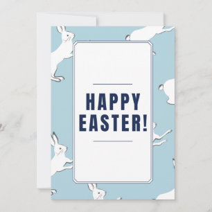 Rabbit Bunny Pattern Happy Easter Baby Blue Pretty Holiday Card