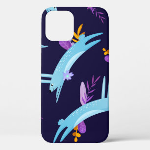 Rabbit bunny seamless pattern in cartoon style. Fu iPhone 12 Case