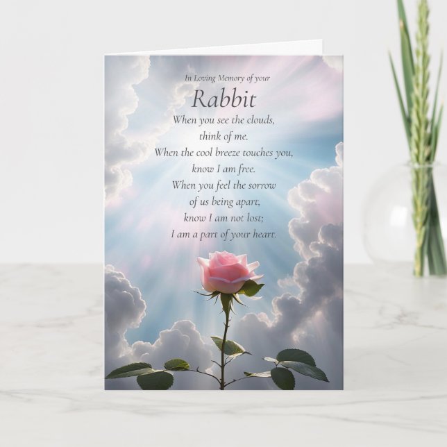 Rabbit Bunny Sympathy Pet Condolences Spiritual Card (Front)