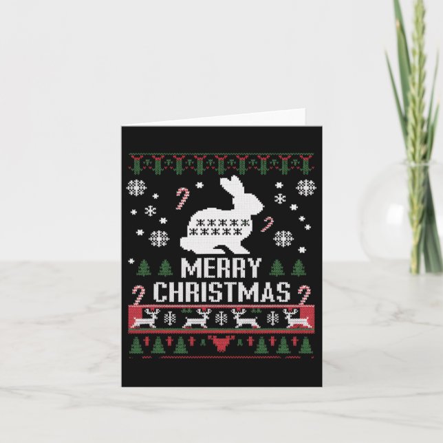 Rabbit Bunny Ugly For Christmas  Card (Front)