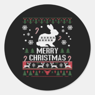 Rabbit Bunny Ugly For Christmas Classic Round Sticker