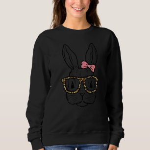 Rabbit Bunny Wearing Leopard Glasses Cute Easter G Sweatshirt