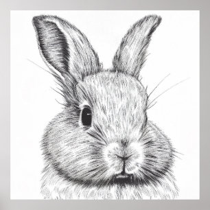 Rabbit Bunny Wild Nature Animal Illustration Art  Poster