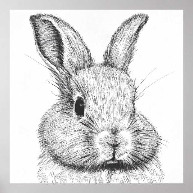 Rabbit Bunny Wild Nature Animal Illustration Art  Poster (Front)