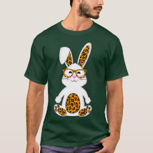 Rabbit Bunny with Sunglasses Leopard Cute Easter T-Shirt