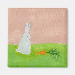 Rabbit carrot fresh modern art colourful painting magnet