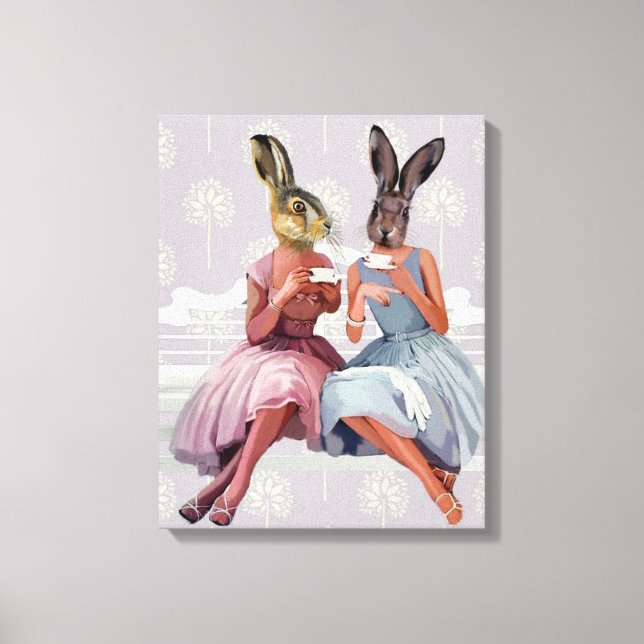 Rabbit Chat Canvas Print (Front)
