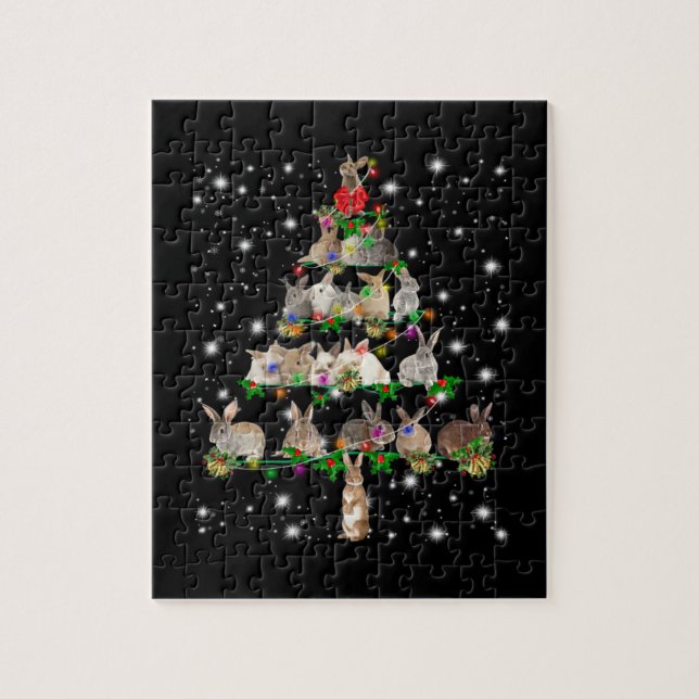 Rabbit Christmas Tree Covered By Flashlight Jigsaw Puzzle (Vertical)