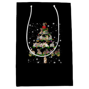 Rabbit Christmas Tree Covered By Flashlight Medium Gift Bag