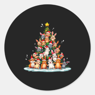 Rabbit Christmas Tree Funny Holiday Bunny Classic Round Sticker