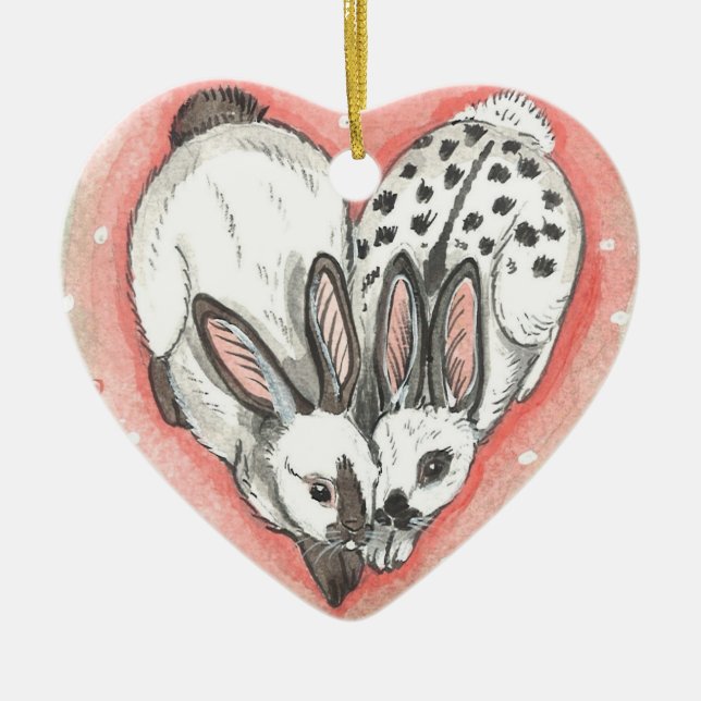 Rabbit Christmas Valentine Ornament Memorial Pink (Front)