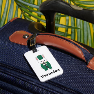 Rabbit Clarinet Marching Band Personalise Green Luggage Tag