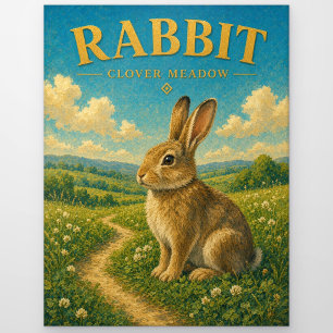 Rabbit Clover Meadow Watercolor GeoSaga Postcard