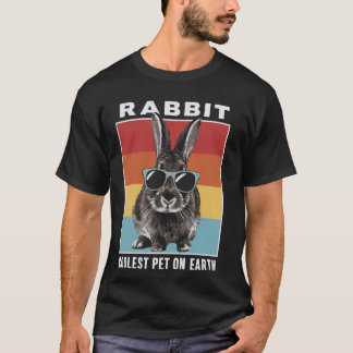 Rabbit Coolest Pet On Earth Retro Sunglasses T-Shirt