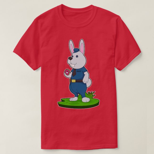 Rabbit Cop Doughnut Police T-Shirt (Design Front)