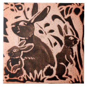 Rabbit Copper Brown Woodland Foliage Fall Trivet