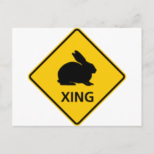 Rabbit Crossing Highway Sign Postcard