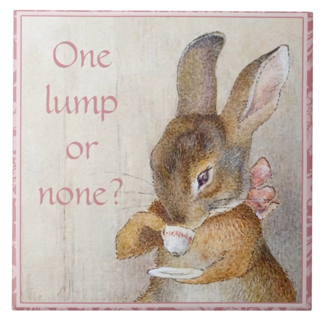 Rabbit Custom Art Tile Tea Trivet (Front)