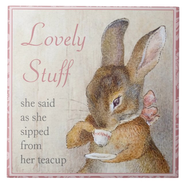 Rabbit Custom Art Tile Tea Trivet (Front)