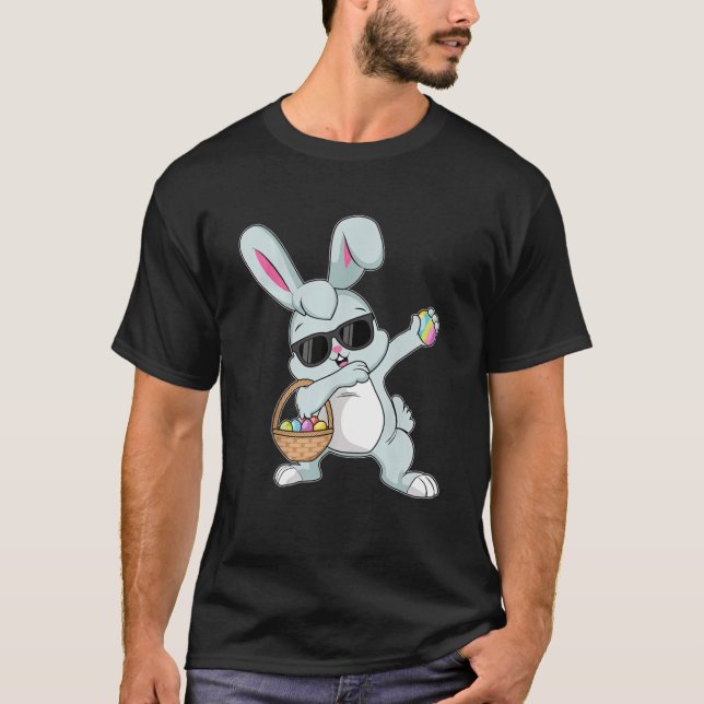 Rabbit Dabbing Easter Egg Hunting Bunny Kid Dab Ha T-Shirt (Front)