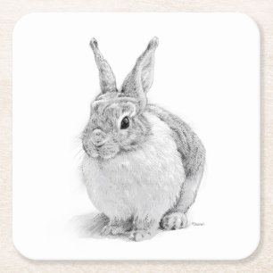 Rabbit Day Square Paper Coaster