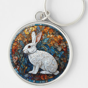 Rabbit Decorative Stained Glass Key Ring