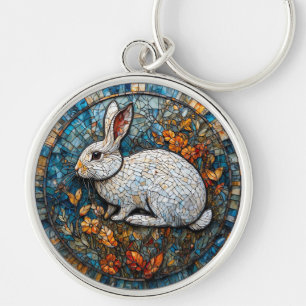 Rabbit Decorative Stained Glass Key Ring