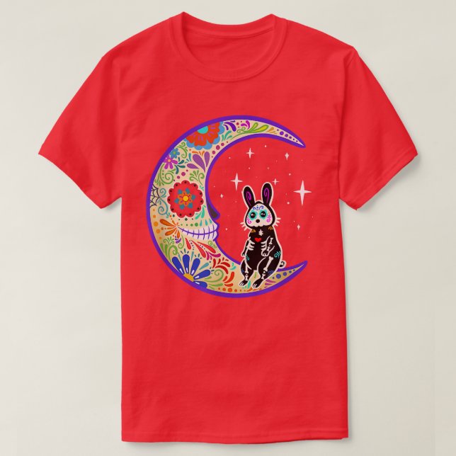 Rabbit Dia de Los Muertos Skeleton Sugar Skull T-S T-Shirt (Design Front)