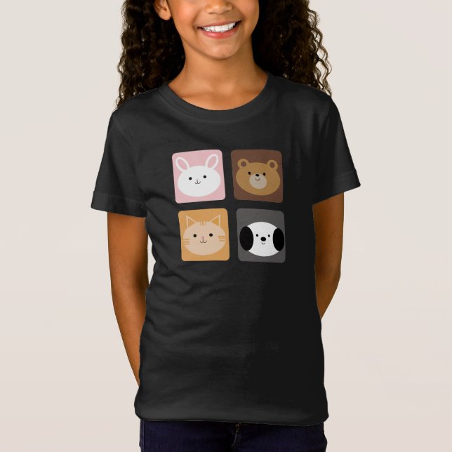 Rabbit, Dog, Cat and Bear T-Shirt (Front)