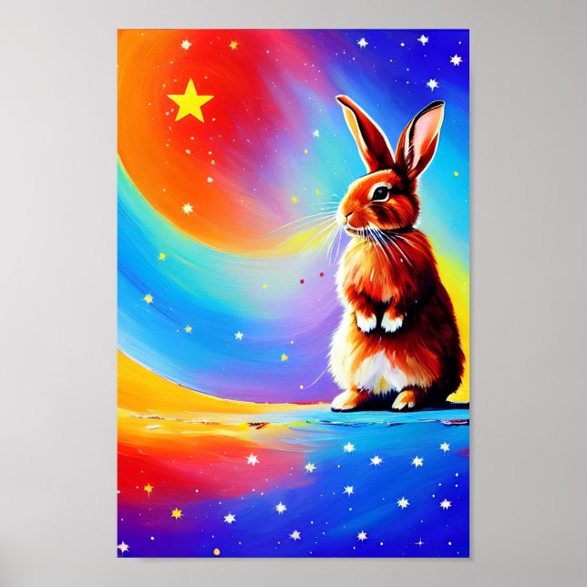 Rabbit Drawing Watercolor Poster (Front)