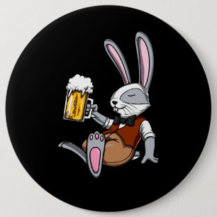 Rabbit Drinking Beer Bunny Funny Party 6 Cm Round Badge