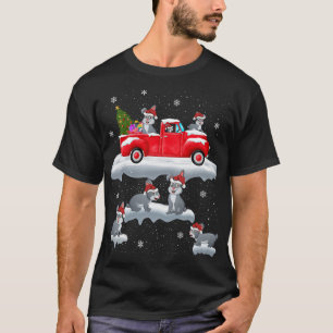 Rabbit Driving Christmas Tree Red Truck Rabbit Chr T-Shirt