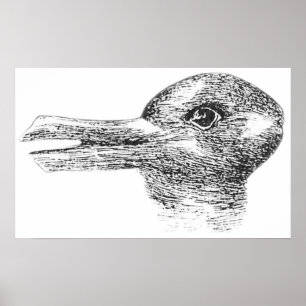Rabbit Duck illusion Is it a Rabbit or is it a  Poster