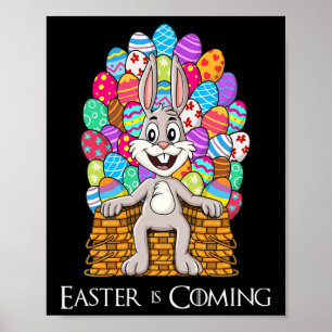 Rabbit Easter Basket Egg Throne Fun Boys Girls Kid Poster