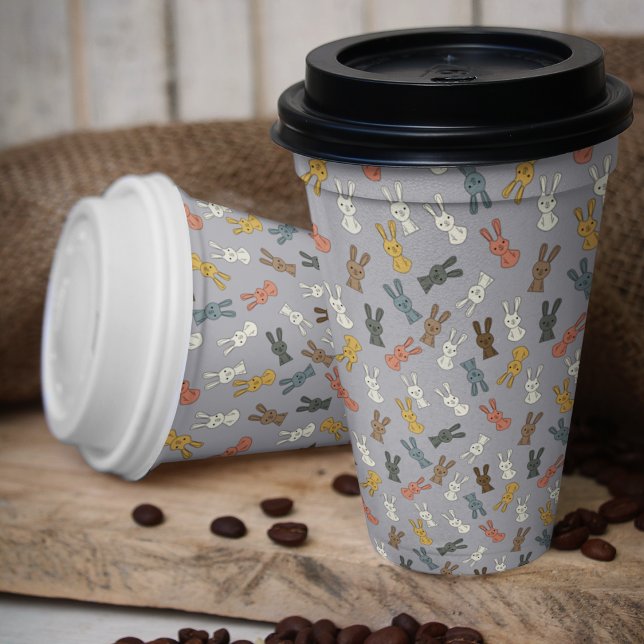 Rabbit Easter Bunny Cartoon Paper Cups (easter bunny rabbit pattern kids,adult party stationery, birthday party use and throw paper cups)