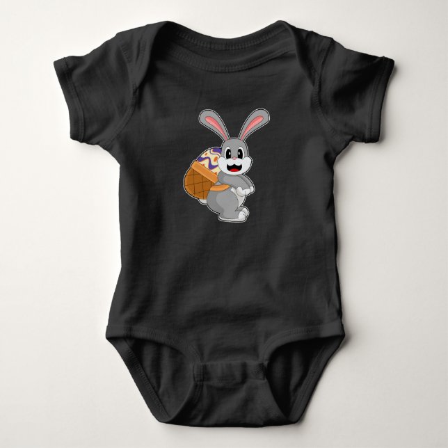 Rabbit Easter Easter egg Basket Baby Bodysuit (Front)