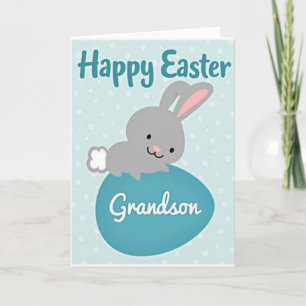 Rabbit Easter Grandson Card