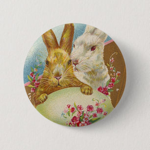 Rabbit Easter Greetings Vintage 6 Cm Round Badge
