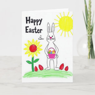 Rabbit Easter Heart Pattern Card