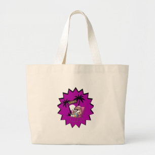 Rabbit eat ice-cream in summer holiday large tote bag