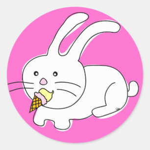 Rabbit Eat Icecream Cone Sticker