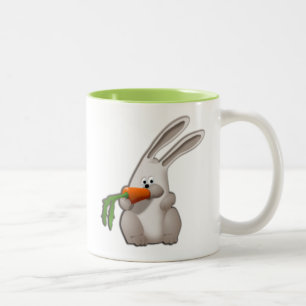 Rabbit Eating A Carrot Two-Tone Coffee Mug