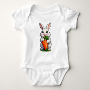 Rabbit Eating Carrot Baby Bodysuit