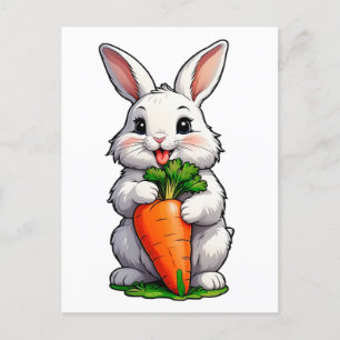 Rabbit Eating Carrot Postcard