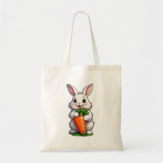 Rabbit Eating Carrot Tote Bag (Front)