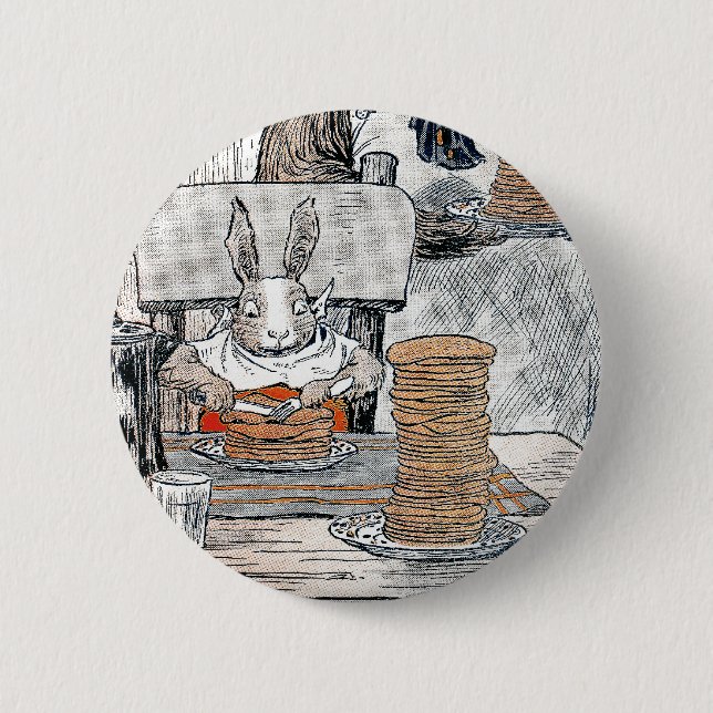 Rabbit Eating Pancake Breakfast 6 Cm Round Badge (Front)