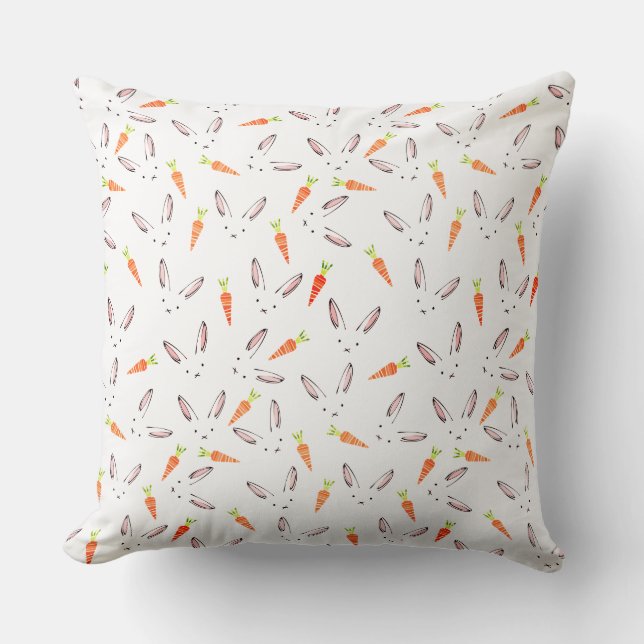 Rabbit Face and Carrot Pattern, Easter, ZSSG Cushion (Front)