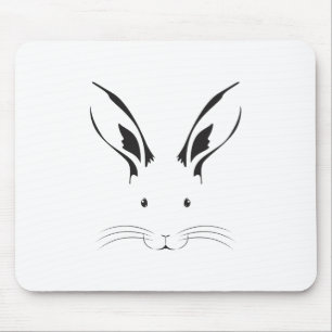 Rabbit Face Silhouette Mouse Mat