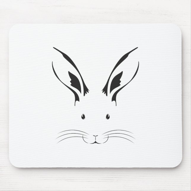 Rabbit Face Silhouette Mouse Mat (Front)