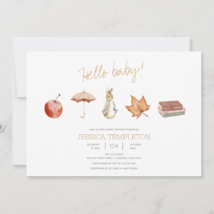 Rabbit Fall Elements Baby Shower Invitation